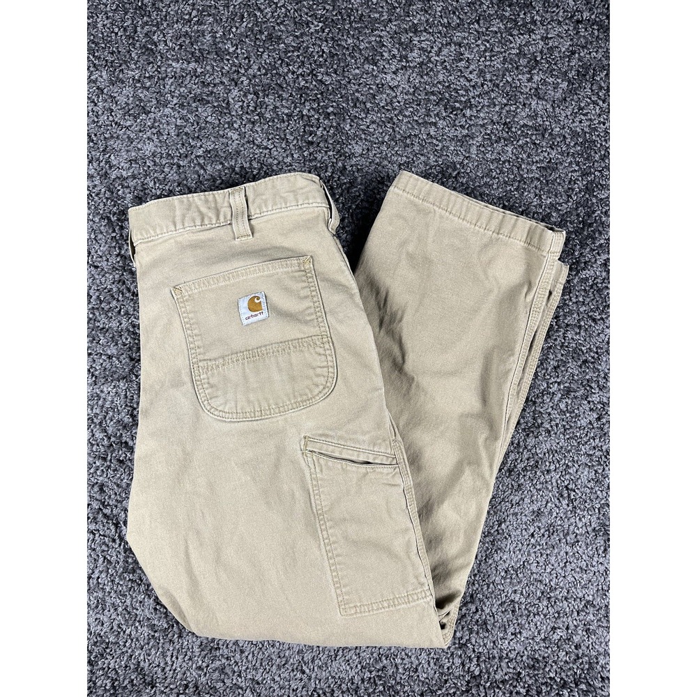 Carhartt 102291-253 Beige Relaxed Fit Rugged Flex Canvas Work Trousers 38x30